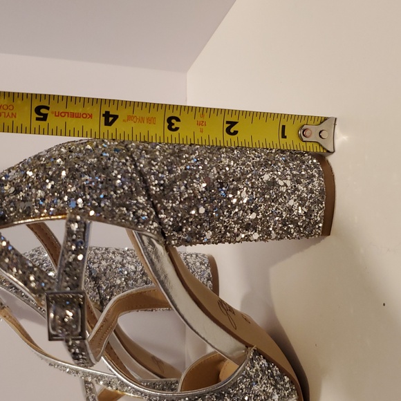 Jewel Badgley Mischka Cook Glitter Heeled Sandals Size 6.5 - Picture 8 of 12